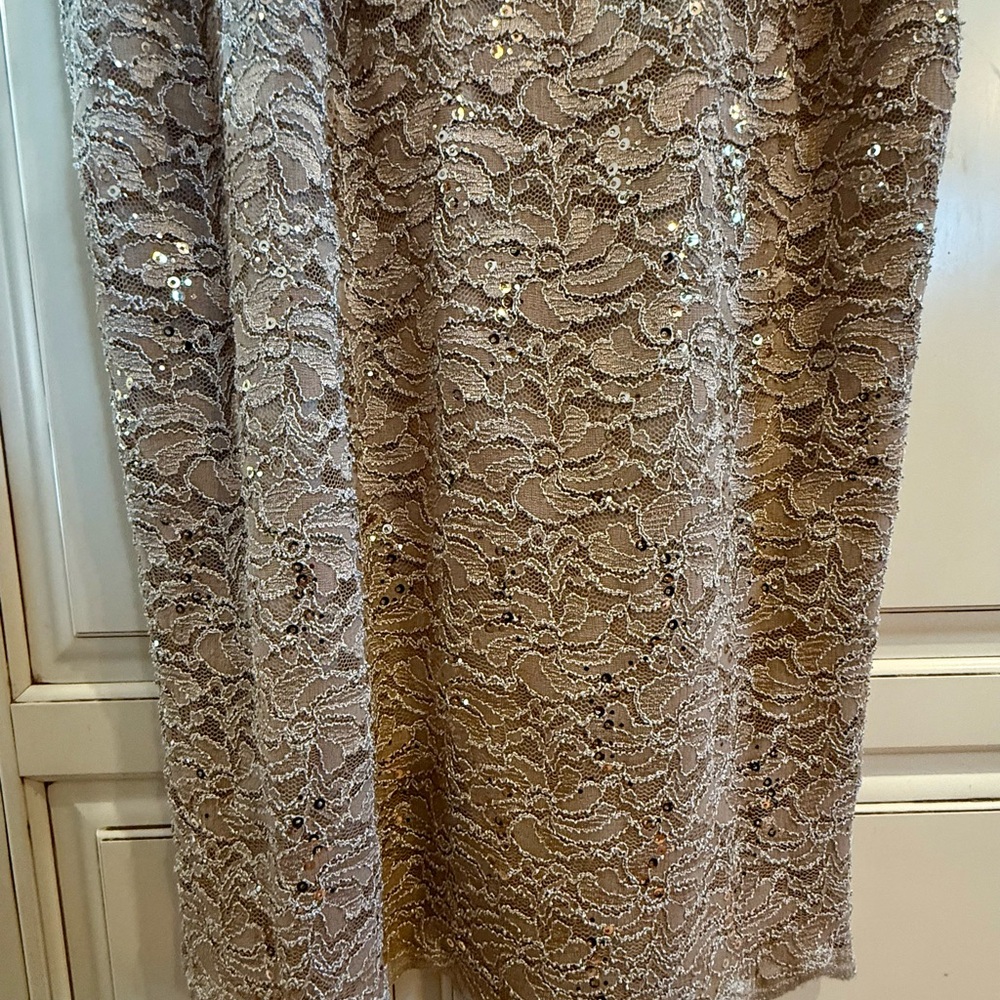 Like New! Alex Evening Elegant Lace Dress Set in Tan-Gold! Size 14 - Picture 8 of 8